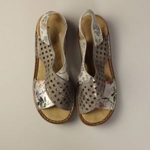 Rieker Women's 40/8.5 Floral Multi Leather Slingback Sandal